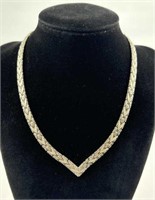 925 Italian Silver Woven V Necklace
