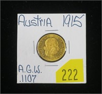 1915 Austrian gold ducat .986 Gold, .1106 oz.. AGW