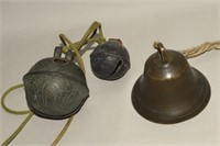(3) Antique/Vintage Bells: Brass + Sleigh No 6