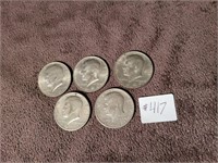 1971, 1971, 1972, 1974, 1976 USA hald dollars