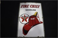 Texaco Fire Chief gasoline porcelain metal sign