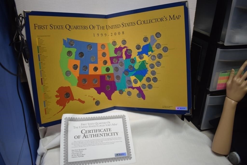 First State Quarters on Foldout US Map Board w/