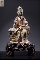 Chinese White Soapstone Carved Buddha