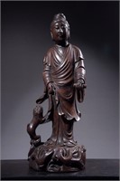 Chengxiang Wood Carved Standing Guanyin