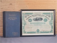 1881 Stock Certificate & 1924 book