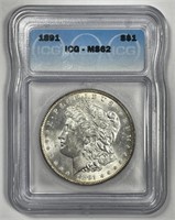 1891 Morgan Silver $1 ICG MS62