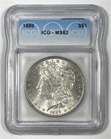 1889 Morgan Silver $1 ICG MS62