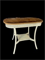 WICKER AND OAK TOP TABLE