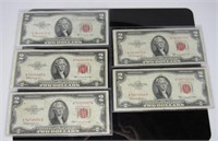 (5) 1953 C $2 Dollar Bills