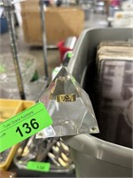 FREEMASON RING INSIDE LUCITE PYRAMID PAPERWEIGHT