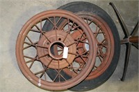 2 ANTIQUE MODEL "A" OR "T" WHEEL AND RIMS
