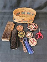 Shoe Shine Supplies w/ Basket