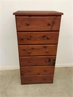 Rustic Pine Chest of Drawers with 6 Drawers 25W x