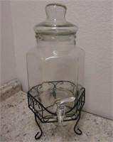 Glass Drink Dispenser on Metal Stand