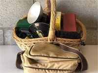 Vintage Camera Accessories in Basket