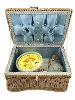 Sewing Basket Box w/Mixed Sewing Supplies