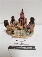 Native American Chief Around The Fire Figurine