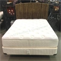 Sealy Mattress Queen Bed Set & Woven Cane Headboar