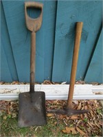 vintage shovel and pickaxe