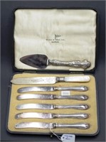 Cased part set silver plate fruit knives