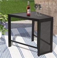 Metal Steel Outdoor Side Table with Slat Tabletop
