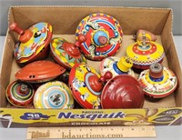 Tin Litho Toy Spin Tops Lot Collection