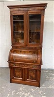 Walnut Victorian Cylinder Roll Desk w/ Bkse Top