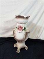 Italian Capidomonte pink rose vase approx 14
