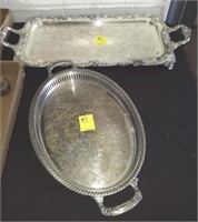 (2) SILVER PLATED TRAYS, 1 QUAD