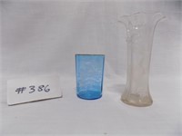 2pces Mary Gregory Glass