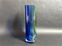 Bohemian Blown Glass Blue Green 2-Toned vase