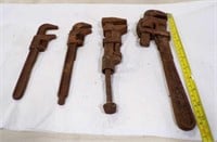 4 Rusty Tools Pipe Wrenches