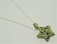 Dalmatian Jasper Star Pendant with 20" Necklace