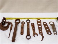 8 Rusted misc. Tools wrenches 1 Rusted D Clamp