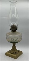 Vintage Glass Oil Lamp w/ Pedestal Base