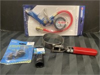 Tire Inflation gun, oil filter wrench and impact