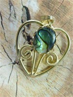 ABALONE STONE HEART PENDANT ROCK STONE LAPIDARY SP