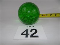 GREEN BUBBLE GLASS PAPERWEIGHT