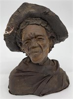 Antique Native / African Man Bust Sculpture
