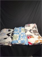 3 hand-sewn queen size quilt tops