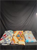 3 hand-sewn Full size quilt tops