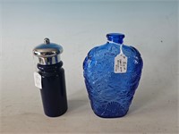 Set of two cobalt blue bottles