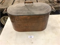 Copper oval broiler with lid