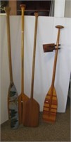 (4) Decorative various style wood canoe paddles