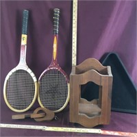 Vintage Rackets, Pool Ball Triangle Serving Tray &