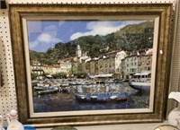 Very interesting print of boats on the water in a