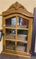 Wall hanging or table top curio cabinet of oak