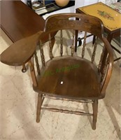 Beautiful antique oak right arm desk chair