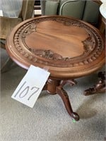 CARVED ROUND SIDE TABLE - 19 X 25 “