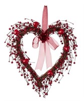 Glitzhome Valentine's Berry Heart Wreath